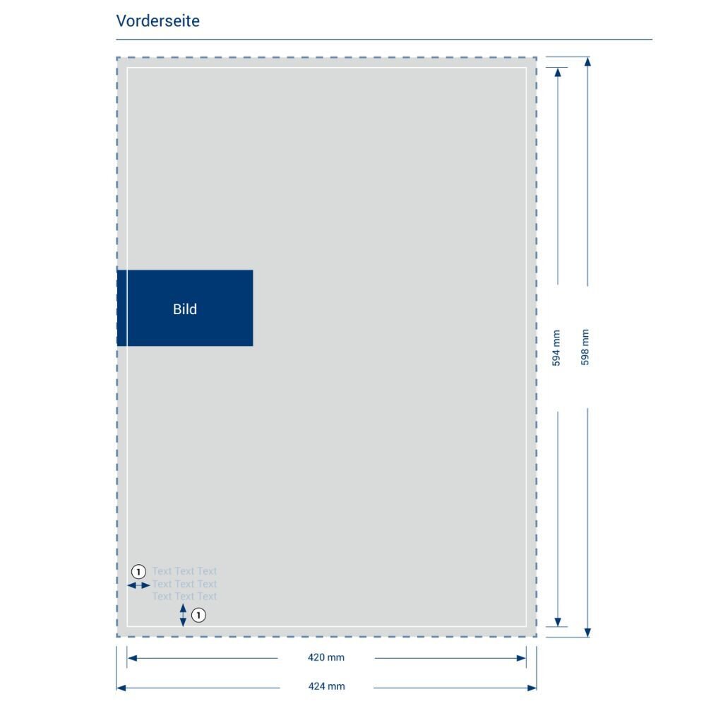 Druckdatenhinweis und Beschnitt f�r den Druck von Plakate DIN A2 (einseitig bedruckt).
