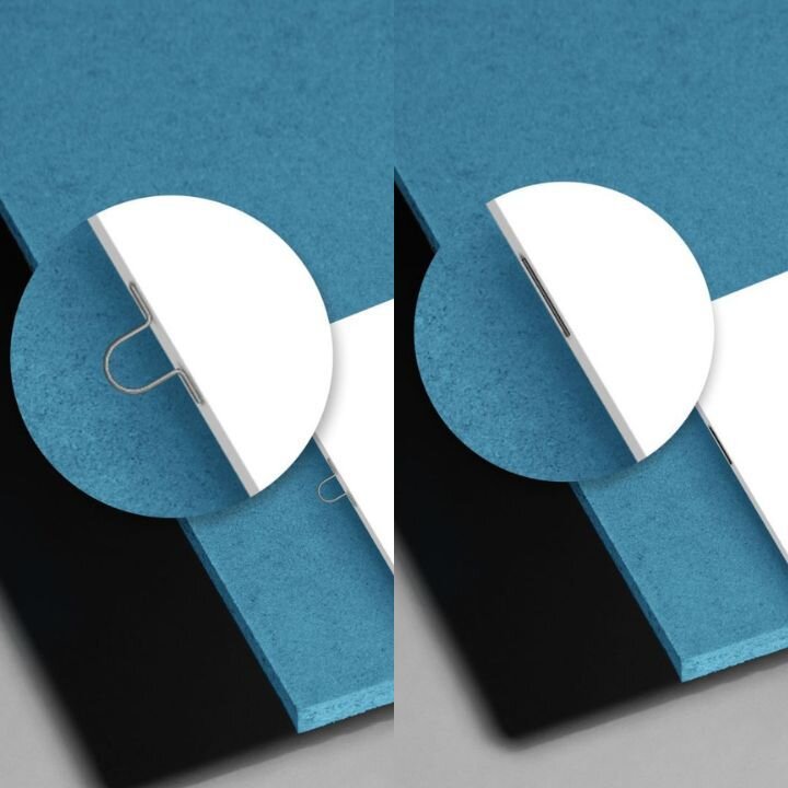 Ringösenbindung (links) und Klammerheftung (rechts) im Vergleich.