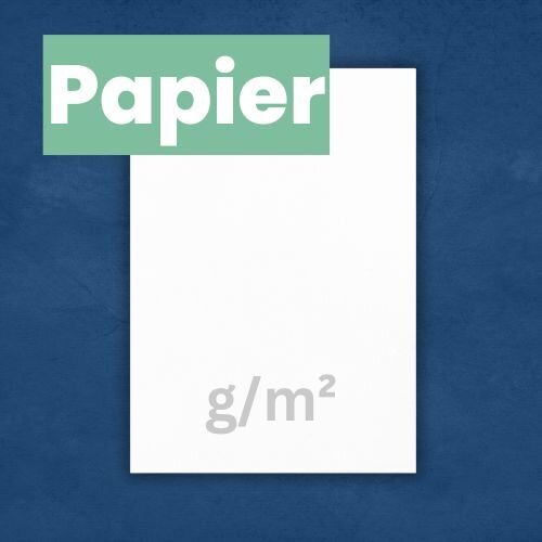 Ein Blatt Papier auf blauem Hintergrund. Auf dem Blatt steht