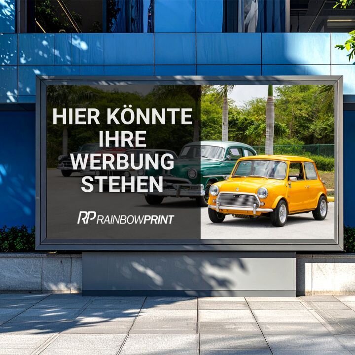 Ein Gro�druck als Werbung im Au�enbereich.