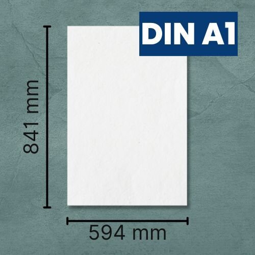 Ein DIN A1 Blatt mit den Maßen (Höhe 841mm und Breite 594mm) angezeichnet.