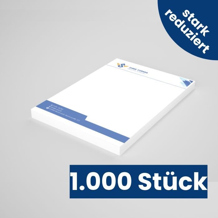 Ein Stapel mit gedrucktem Briefpapier. Dar�ber steht 