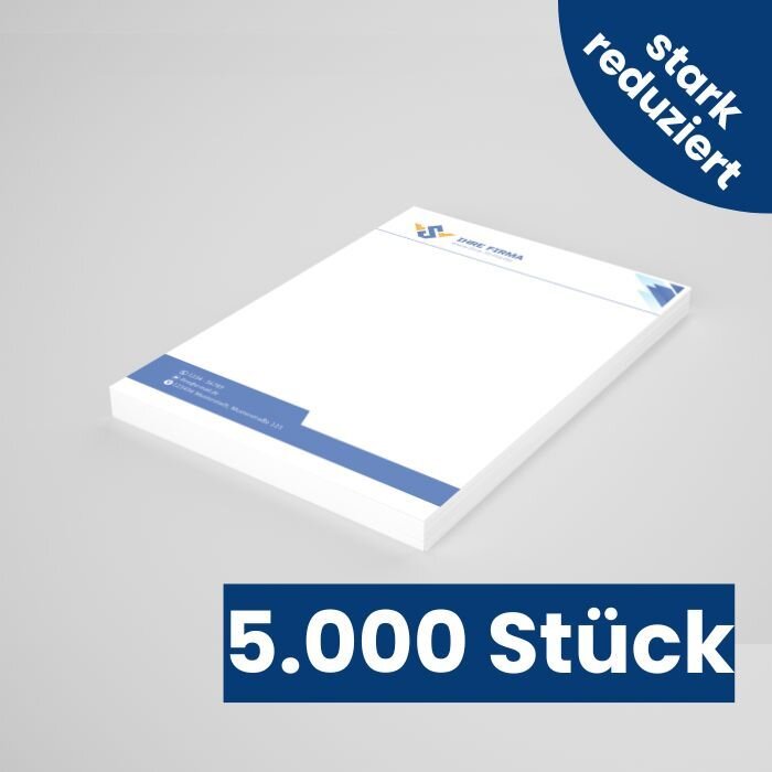 Ein Stapel mit gedrucktem Briefpapier. Dar�ber steht 