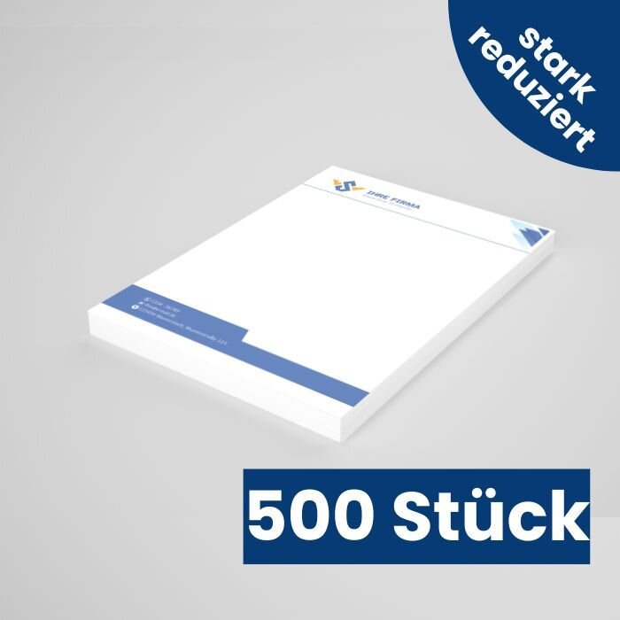 Ein Stapel mit gedrucktem Briefpapier. Dar�ber steht 