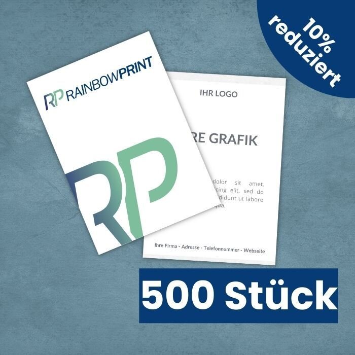 Flyer von Rainbowprint im DIN A5 Format. Dar�ber der Text 