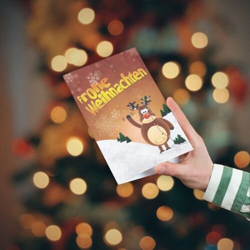 Eine Weihnachtskarte zum aufklappen von Rainbowprint.