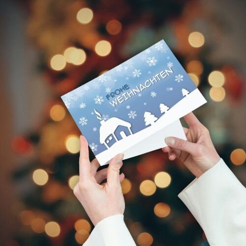 Eine Weihnachtskarte zum aufklappen von Rainbowprint.