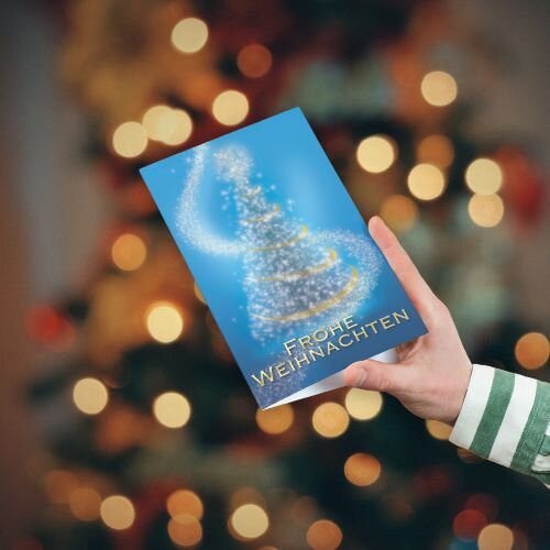 Eine Weihnachtskarte zum aufklappen von Rainbowprint.