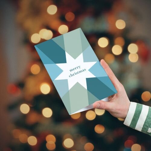 Eine Weihnachtskarte zum aufklappen von Rainbowprint.