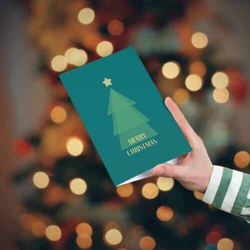 Eine Weihnachtskarte zum aufklappen von Rainbowprint.